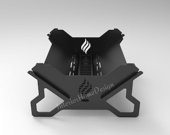 Archivo DXF de fogata portátil de carbón, parrilla de barbacoa plegable, archivo DXF para acampar al aire libre, fogata para picnic, fogata para senderismo, fogata plegable