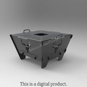 File Dxf Svg Deer Square Fire Pit, file Dxf per barbecue al plasma, braciere per griglia, braciere pieghevole, braciere tagliato al plasma, laser, portatile, campeggio