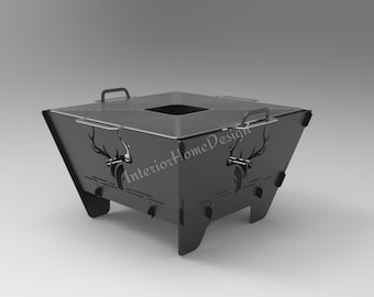Deer Square Fire Pit Dxf Svg File,Bbq Dxf files for Plasma, Grill Fire Pit,Foldable Fire Pit,Plasma Cut Fire Pit,Laser,Portable,Camping