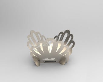 SeaShell lasergesneden kampvuurgrill en vuurplaatsontwerp | Draagbare DXF SVG-bestanden voor doe-het-zelfmontage