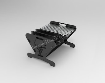 Deer Fire Pit DXF-bestand - Draagbare opvouwbare vuurplaats met volledige grill en minigrill voor waterverwarming Lasergesneden metalen vuurplaats voor CNC, camping