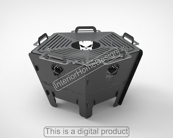 Fogata de calavera (DXF), fogata portátil, proyecto de bricolaje, archivos DXF para plasma, fogata para parrilla, DXF para CNC, fogata plegable, archivo cortado con láser