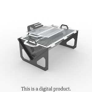 Feuerstelle mit Mover Grill, Feuerstelle zusammenklappbar, BBQ Dxf für Plasma, Grill Feuerstelle, Cnc, faltbar, Laser, tragbar, Dxf, SVG, für Camping