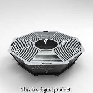 Puede incluir: Un hogar octogonal de metal negro con una rejilla y una abertura circular en el centro. El hogar est&aacute; dise&ntilde;ado para ser utilizado al aire libre.