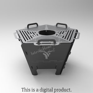 Fogata con forma de pentágono de ciervo, archivos Dxf para barbacoa de plasma, fogata con parrilla, para CNC, plegable, fogata cortada con plasma, láser, portátil, Dxf, SVG, para acampar