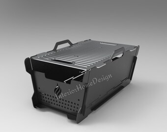 Draagbare vuurplaats dxf-bestanden, gemakkelijk in te pakken, draagbare vuurplaats, BBQ dxf-bestanden, grillvuurplaats, dxf voor cnc, opvouwbare vuurplaats, lasergesneden