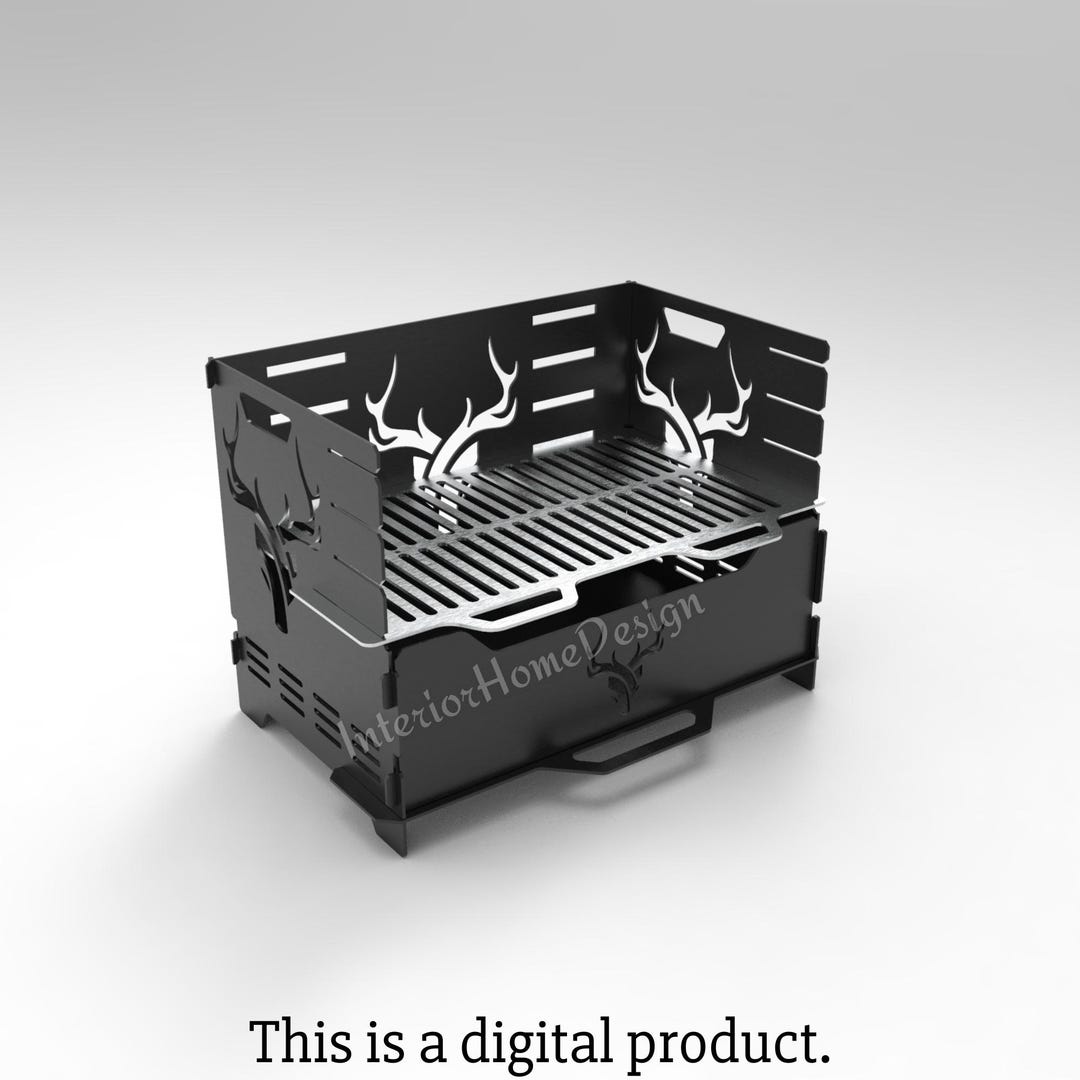 Deer Antler BBQ Grill DXF Files for CNC Plasma, Collapsible Fire