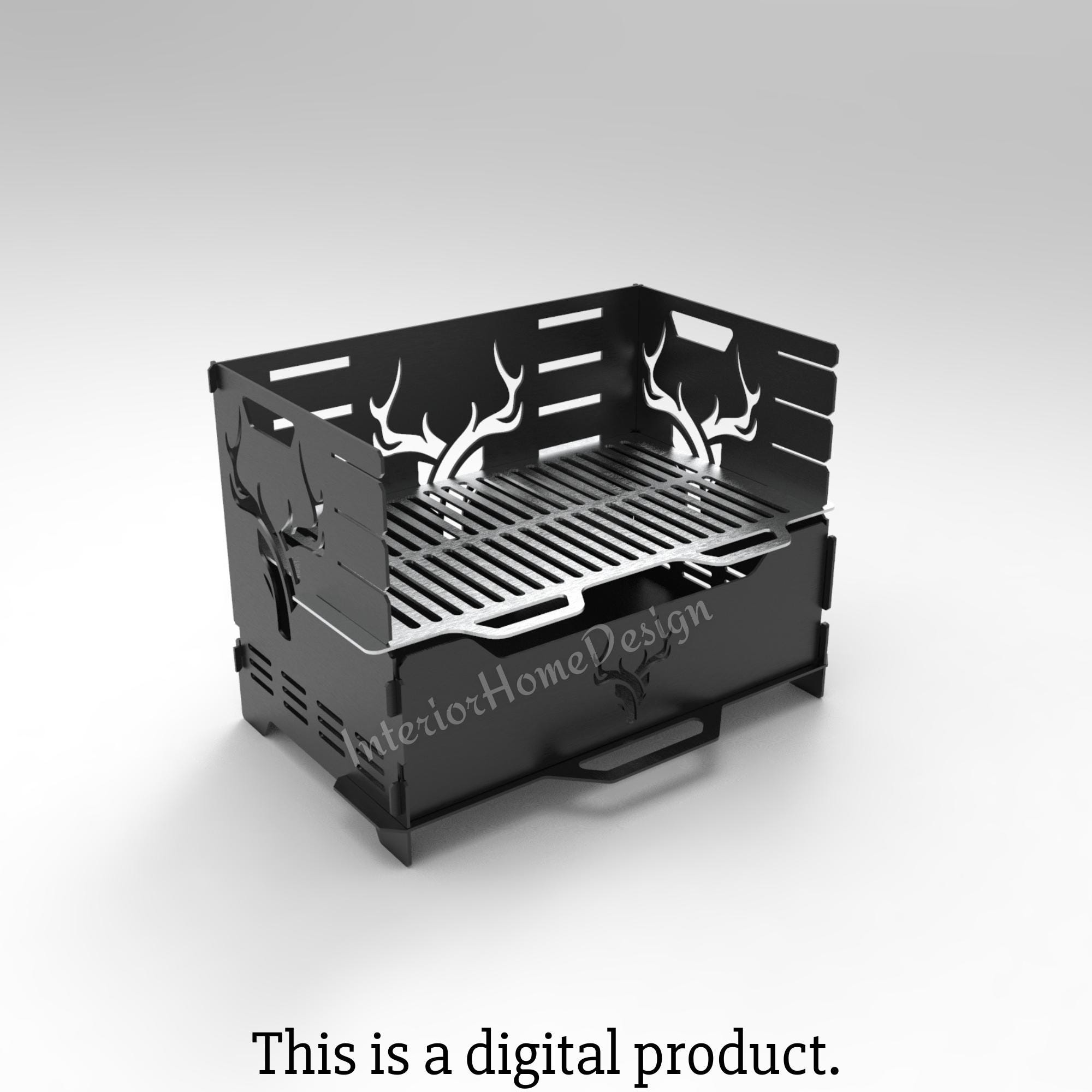 Deer Antler BBQ Grill DXF Files for CNC Plasma, Collapsible Fire