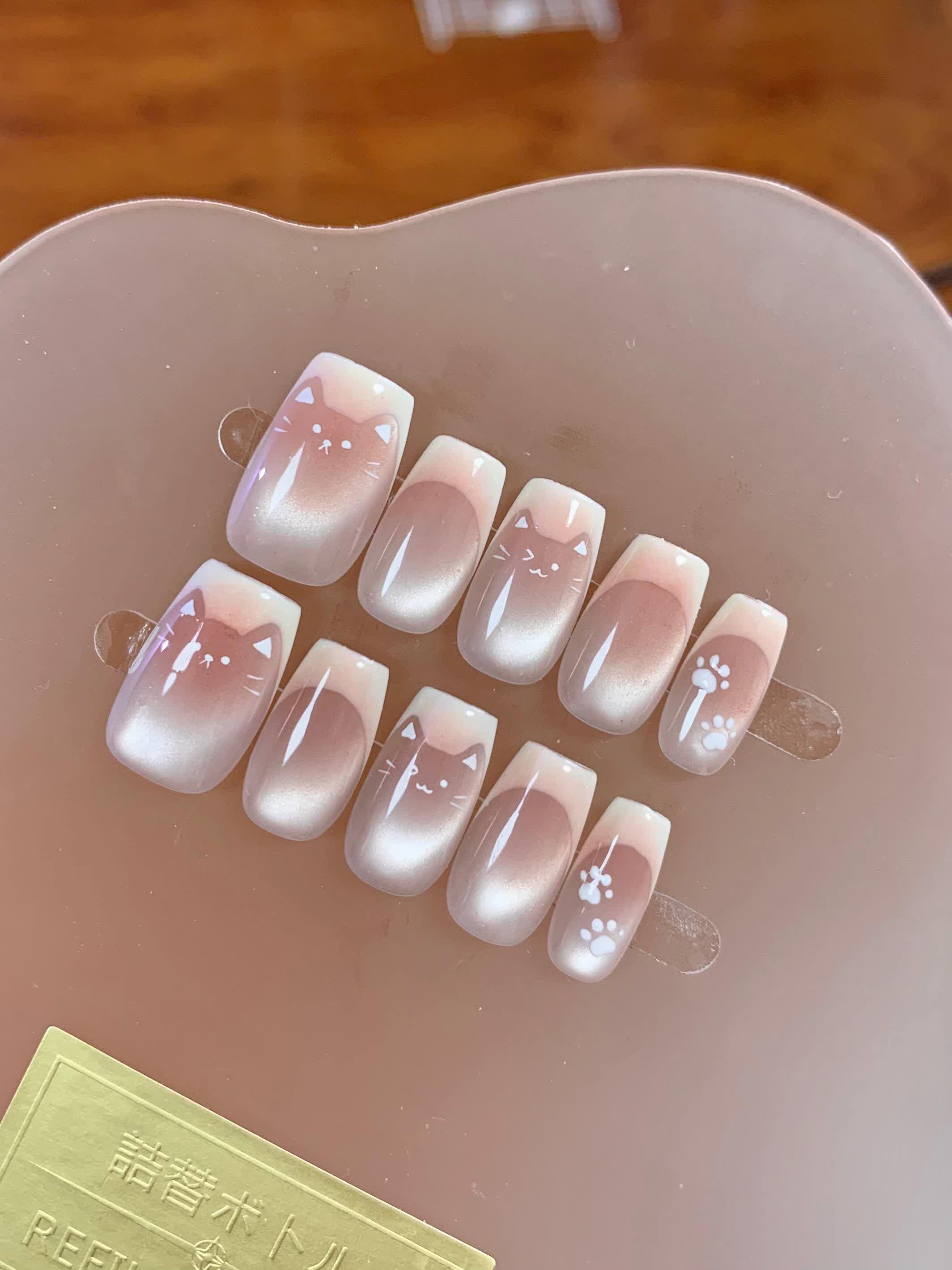 Glass French Nails - Etsy