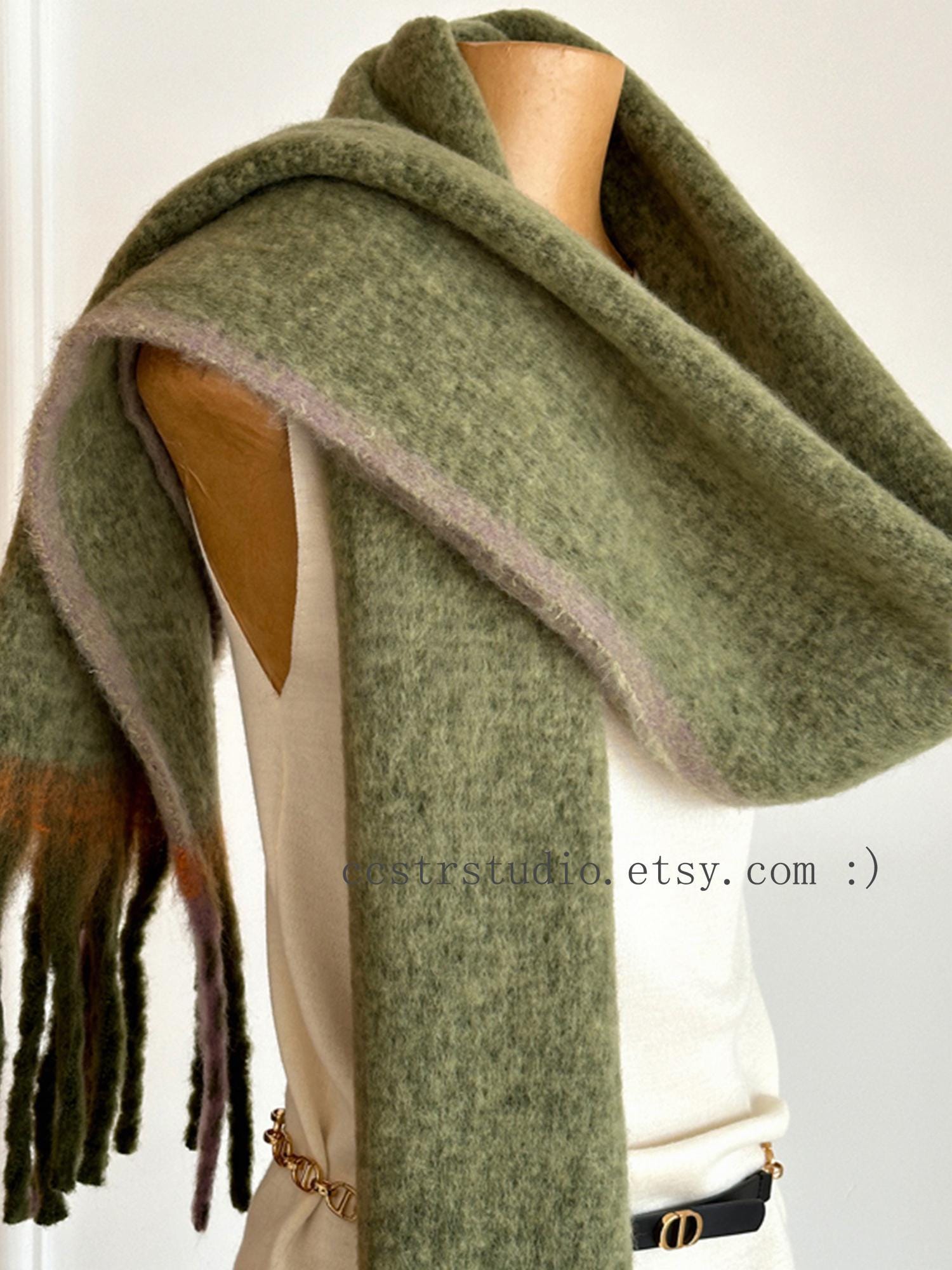 Christmas Mohair Fringe Scarf – Green & Red Ombre Shawl - Etsy
