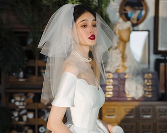 Handmade Elbow Length Double Veil: Bridal Engagement Veil