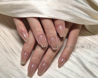Nude Ombre Press On Nails | Short Square, Milk Coffee Gloss