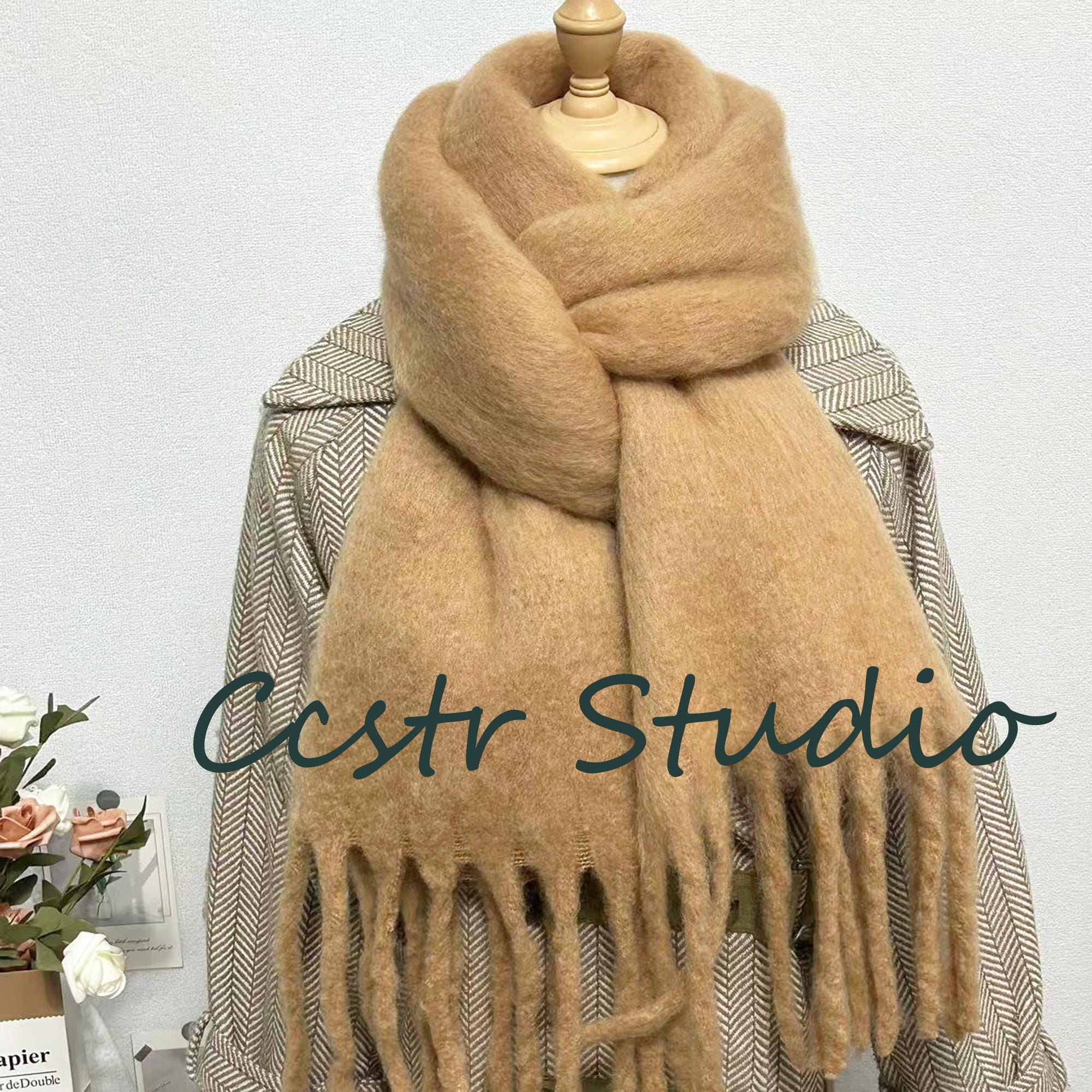 Tasseled Camel Mohair Scarf | Soft Winter Shawl - Etsy