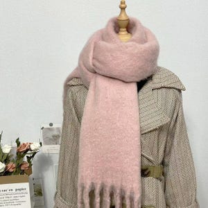 Pink Mohair Scarf, Fluffy Scarf, Oversized Muffler, Long Pink Mohair Scarf, Fluffy Scarf, Oversized Muffler, Long