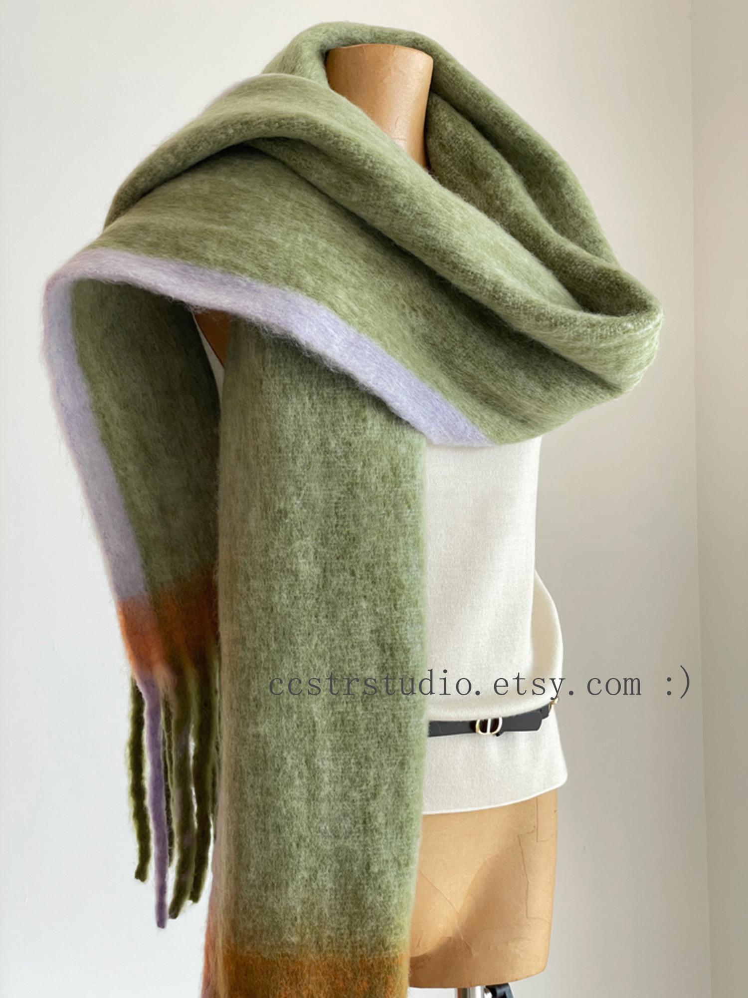 Christmas Mohair Fringe Scarf – Green & Red Ombre Shawl - Etsy
