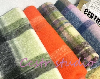 Bufanda de mohair a cuadros con flecos: chal de invierno cálido estilo británico vintage