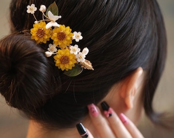 Sunflower Butterfly Hair Clip: Pearl Hair Accessory