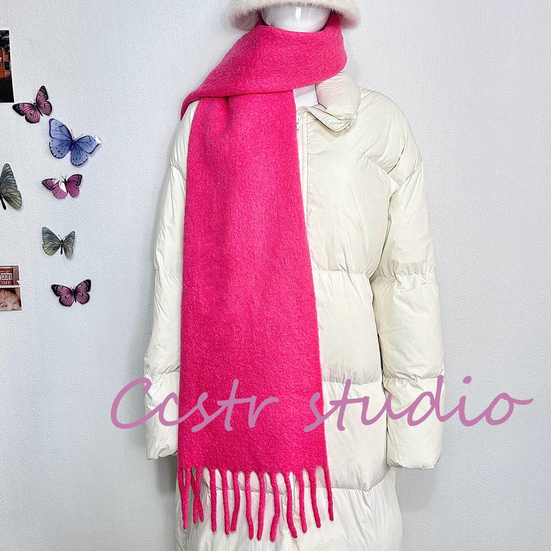 Handmade Hot Pink Mohair Scarf: Fluffy Winter Shawl - Etsy Finland