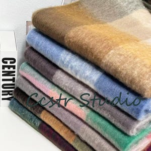 Mohair Plaid Scarf: Multicolor Winter Fashion with Fringe