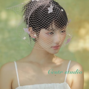 Floral Birdcage Wedding Veil: Vintage French Style Bridal Headpiece