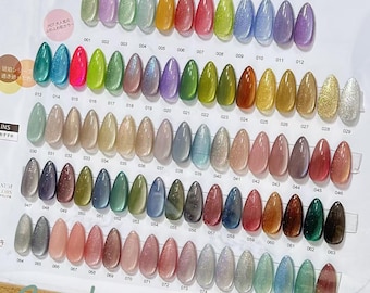 Cat Eye Press On Nails: Glitter Almond Fake Nails, Hand Painted