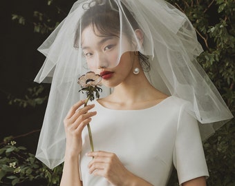 Handmade 3-Tier Elbow Length Lace Bridal Veil