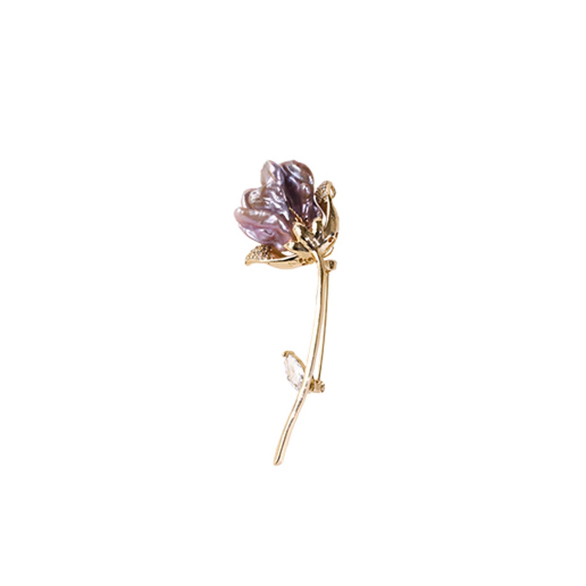 Tulip Baroque Pearl Brooch: Purple Corsage Pin With Zirconia - Etsy