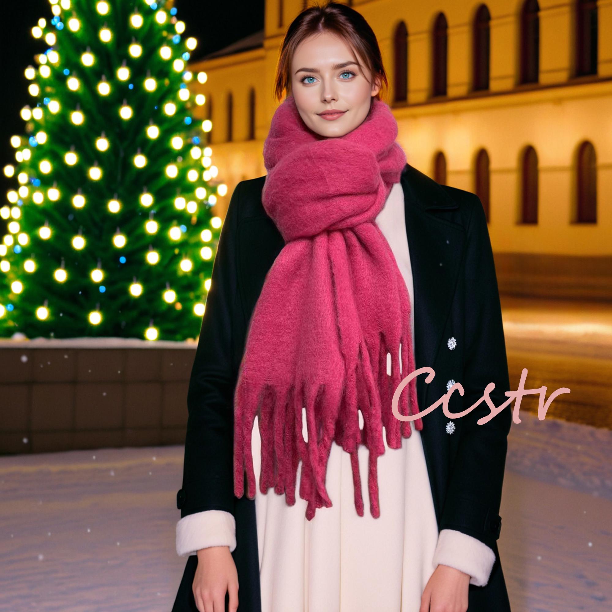 Raspberry Pink Mohair Scarf: Winter Tassel Shawl - Etsy Ireland