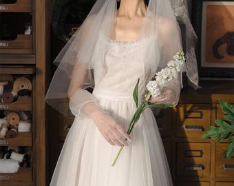 Schlichte Braut Tüll Armstulpen, Ellenbogen-Länge, Soft Illusion Hochzeit Accessoires