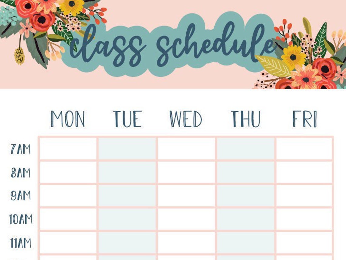 Printable Class Schedule PDF | Etsy