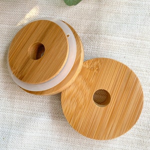 Bamboo Lid for 16 oz Glass Can | Cup Cover
