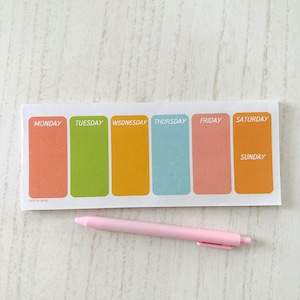 Weekly Planner Notepad | to-do organizer, work from home, blank notepad, colorful notes, small notebook, desk, colorful paper, diary planner
