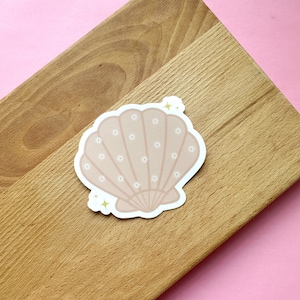 Clam Shell Sticker | summer sticker, pink, decorative, laptop decal, bottle sticker, seashell, beach sticker, little mermaid, under the sea