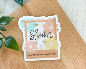 Bloom Polaroid Sticker | Flower Photo Illustration, Grow Sticker, Vinyl Waterproof, Self Care, Positivity Sticker, Decal, Be Kind Sticker
