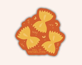 Pegatina de pasta con pajarita / Vinilo resistente a la intemperie para amantes de la comida