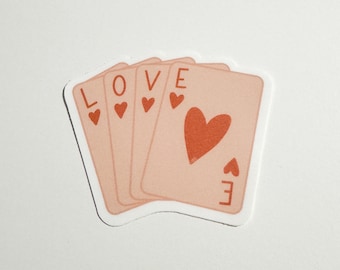 Love Playing Cards Sticker | valentine sticker, girly sticker, bow era, soft girl aesthetic decal