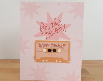 You Rock Valentine Sticker Card | heart notecard, galentine card, love card, card for friends