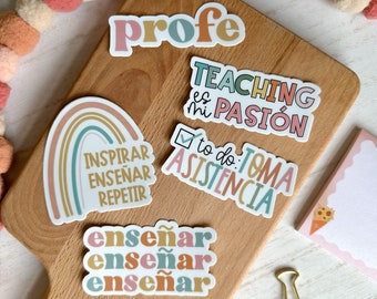 Spanish Bilingual Teacher Sticker Pack | educator decal, multilingual learners, biliteracy, dual language, teach classroom vinyl sticker