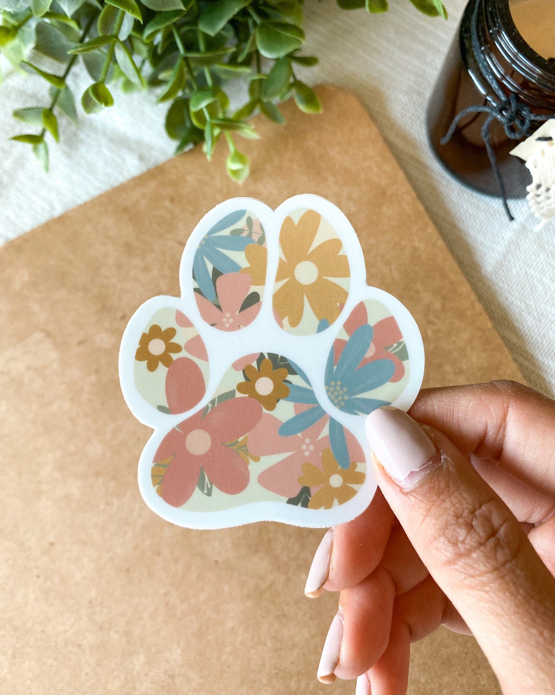 Floral Paw Sticker | Vinyl Waterproof Sticker, Dog Mom Dog Dad Sticker ...