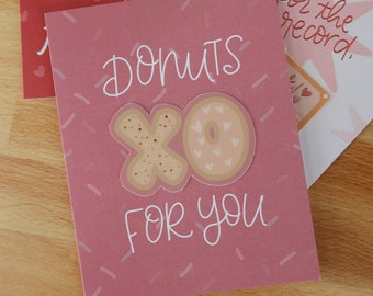 Donuts For You Valentine Sticker Card | heart notecard, galentine card, love card, card for friends