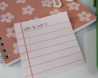 Note To Self Lined Sticky Notes | post it notes, to do list, checklist pad, mini notepad, bookmark notes, cute gifts, office essentials