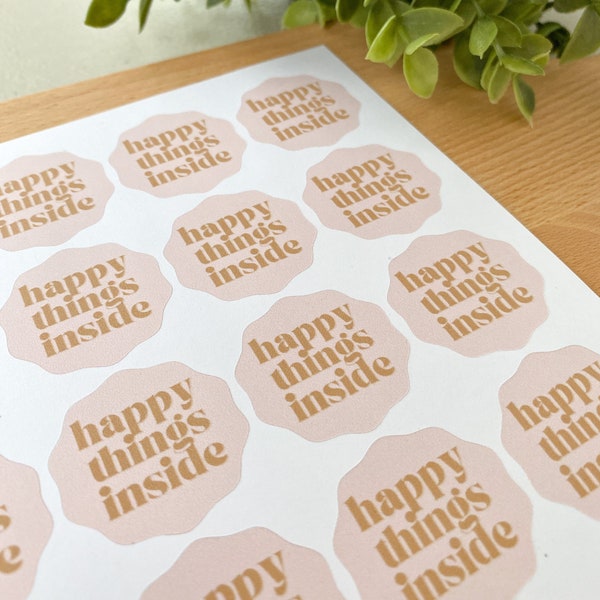 Happy Things Inside Packaging Stickers | Small Business Packaging, Shop Small, Cute Order Packages, Happy Mail