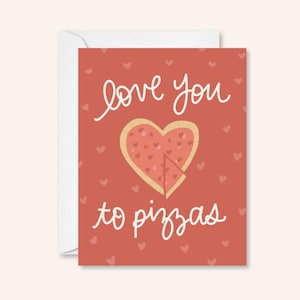 Tarjeta de San Valentín con pegatinas "Love You To Pizzas" / tarjeta con forma de corazón, tarjeta de Galentine, tarjeta de amor, tarjeta para amigos