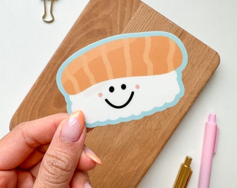 Pegatina de sushi de salmón / Vinilo impermeable para amantes de la gastronomía