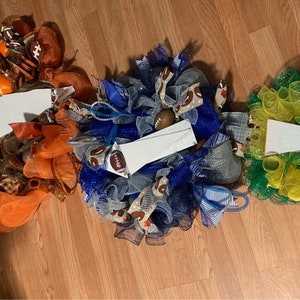 Any football team wreath order here,  deco  mesh sports wreath, Front Door wreath, Football wreath, All Teams wreaths