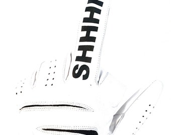 Quiet Golf Glove SHHHH™ in White. Golf gift for guys. Golf Gift for men. Quiet Golf. Golf. Golf Man.