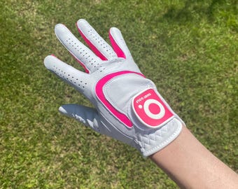 Roze leren golfhandschoen: cabrettahandschoen dames