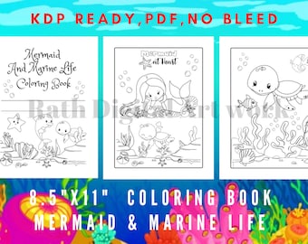 Download Mermaid Coloring Etsy
