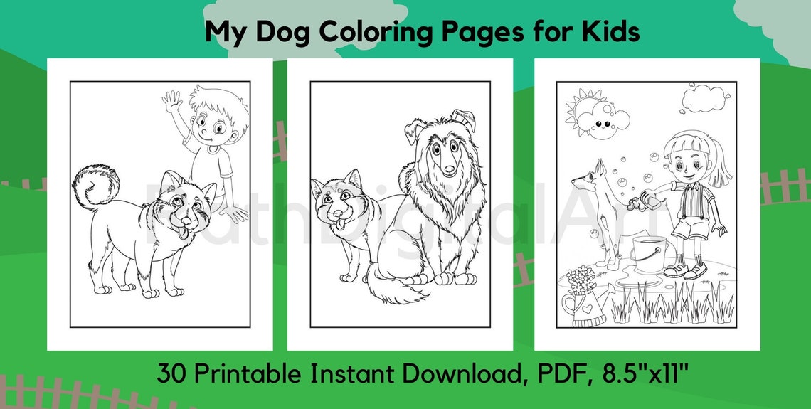 My Dog Coloring Pages for Kids. 30 Printable Instant Download | Etsy