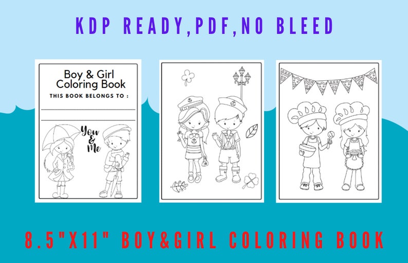 Download Boy Girl Coloring Book Kdp Interior Ready Etsy
